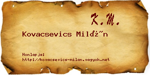 Kovacsevics Milán névjegykártya