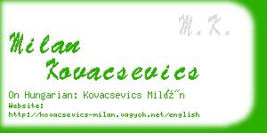 milan kovacsevics business card